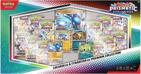 Coffret Collection Premium Lucario-ex et Tyranocif-ex Évolutions Prismatiques
