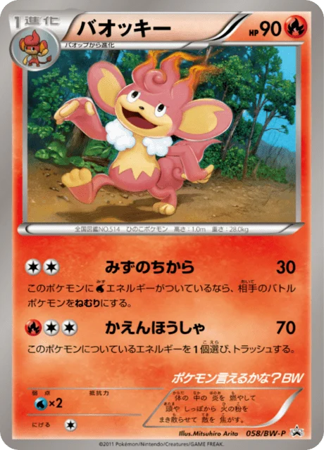 Carte Pokémon Flamoutan 058, extension Black & White Promotional Cards (japonais)