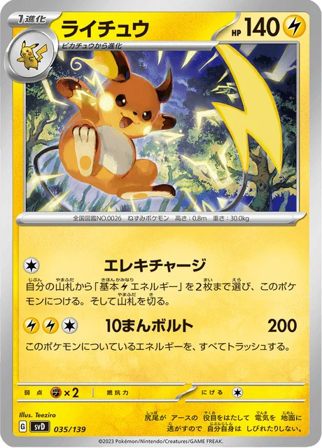 Carte Pokémon Raichu 035, extension ex Starter Decks (japonais)